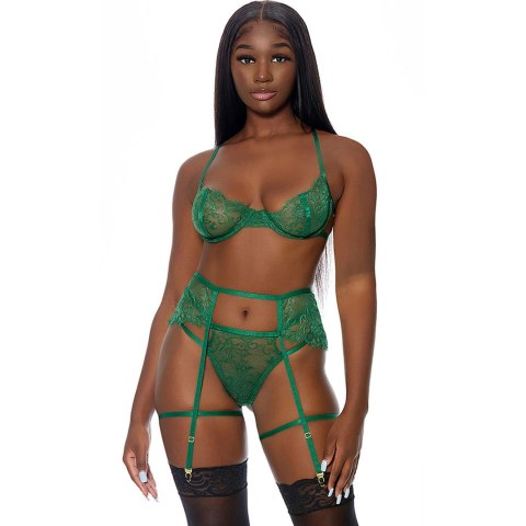 Forplay Blooming XL komplet koronkowy z fiszbinami i pasem do pończoch