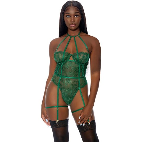 Forplay Body Siateczkowe z Koronką i Fiszbiny, Rozmiar S, Czarne