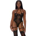 Forplay Body koronkowe z siateczkowymi miseczkami L czarne