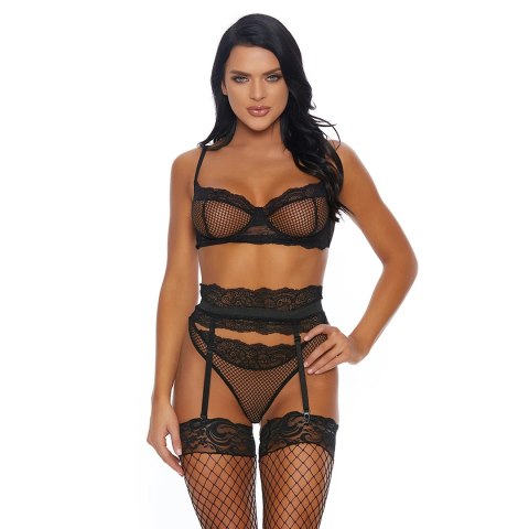 Forplay Caught Playing komplet bielizny damskiej L koronka 3-częściowy