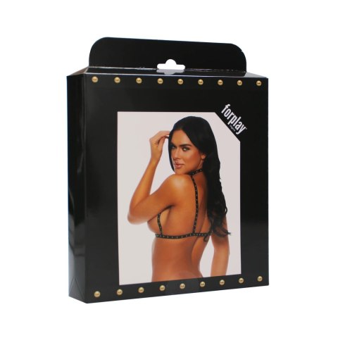 Forplay biustonosz ozdobny z otwartymi miseczkami i ćwiekami, czarny