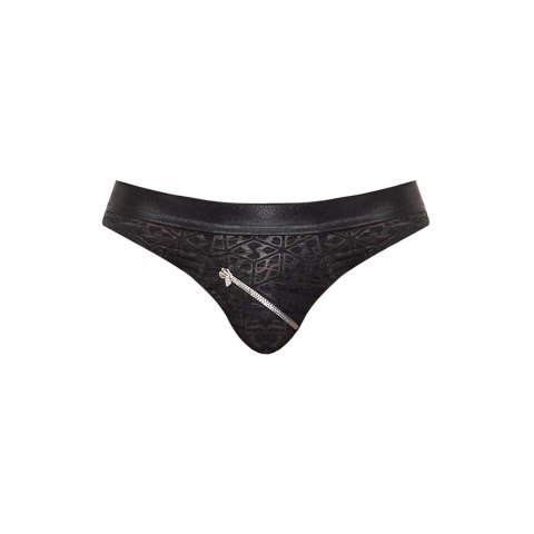 Male Power Bikini Zip S czarne z zamkiem i abstrakcyjnym wzorem
