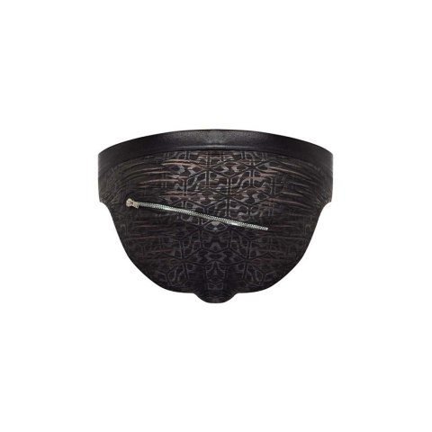 Male Power Bikini Zip S czarne z zamkiem i abstrakcyjnym wzorem