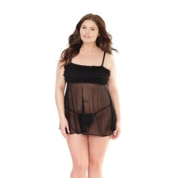 Coquette Babydoll Plus Size sukienka z falbanami czarna elegancka