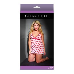 Coquette Babydoll Plus Size z ozdobnym nadrukiem i stringami