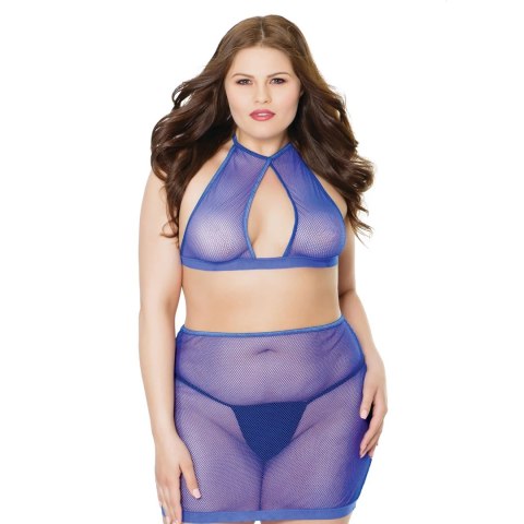 Coquette Top i Spodnica Plus Size z Siateczki w Motyw Panterki