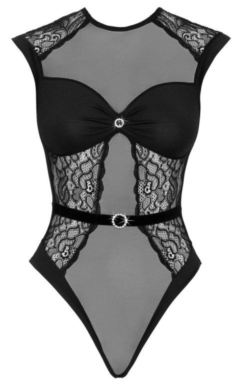 Cottelli Lingerie Body z Cyrkoniami S/M, koronka i mikrofibra, czarne