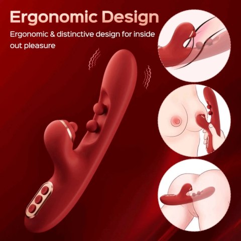 HoneyPlayBox Tickler Red - Wibrujący masażer z podwojnym systemem ruchu