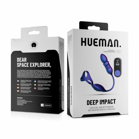 Hueman Deep Impact silikonowy pierścień z funkcją wibracji fioletowy