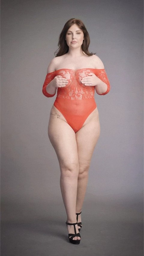 Le Desir Body Plus Size z wysokim stanem, koronka, czarne 1XL-3XL