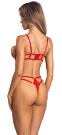 Obsessive Matildea Body L/XL czerwone, otwarty fason, koronka