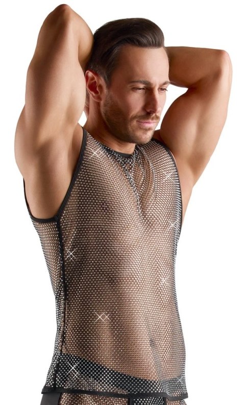 Svenjoyment Koszulka Siatkowa Męska L Czarna z Błyszczącymi Elementami