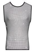 Svenjoyment Net Shirt S Czarna Koszulka Bez Rękawow z Ozdobnymi Kryształkami