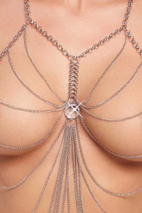 Cottelli Body Chain srebrny z ozdobnym kryształem, regulowany