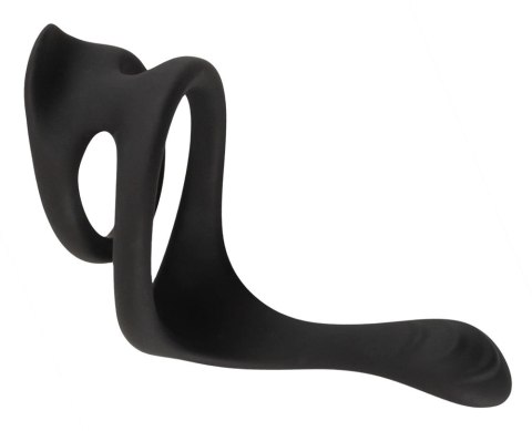 Erecto Silikonowy Pierścień Podwojny z Masażerem 7 cm Czarny