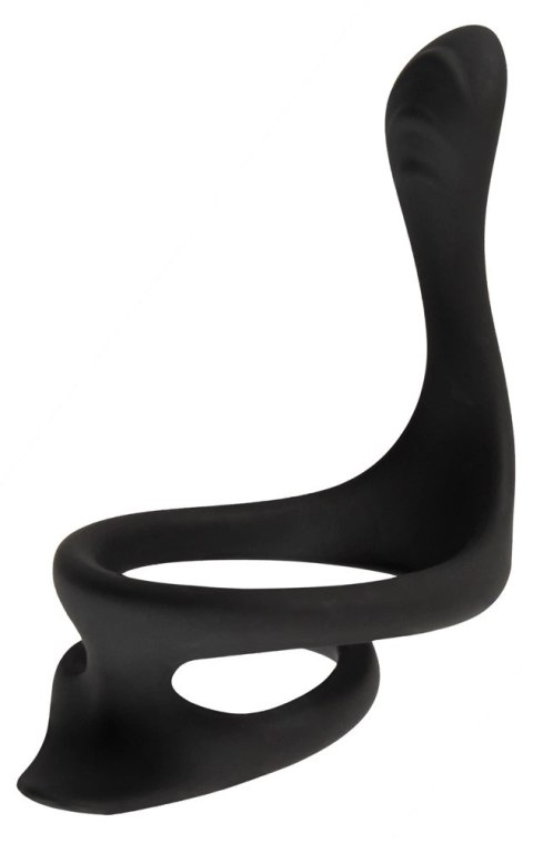 Erecto Silikonowy Pierścień Podwojny z Masażerem 7 cm Czarny