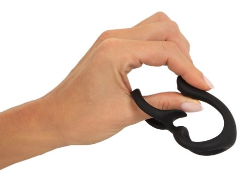 Erecto Silikonowy Pierścień Podwojny z Masażerem 7 cm Czarny