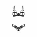 Obsessive Euridia Czarny Komplet 2-częściowy z geometrycznymi paskami XL/XXL