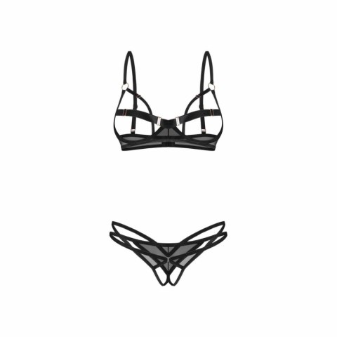 Obsessive Euridia komplet 2-częściowy z geometrycznymi paskami czarny M/L