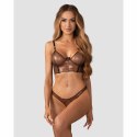 Obsessive Soranna brązowy gorset z paskami i stringami open, L/XL