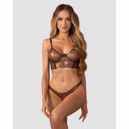 Obsessive Soranna brązowy gorset z paskami i stringami open, L/XL
