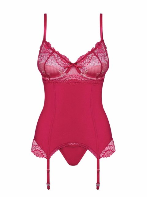 Passion Rosalyne Komplet Gorset z Paskami i Stringi Czerwony S/M