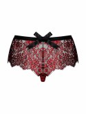 Redessia Koronkowe Figi Czerwono-Czarne z Dekoracyjną Kokardką L/XL