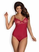 Rosalyne Teddy Red - Koronkowe body z regulowanymi ramiączkami 2XL