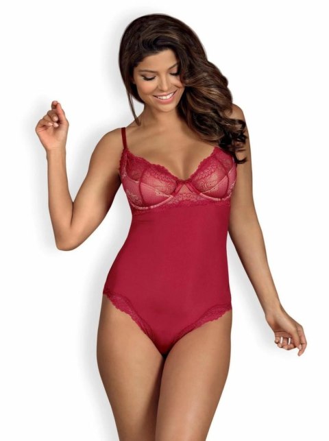 Rosalyne Teddy Red - Koronkowe body z regulowanymi ramiączkami 2XL