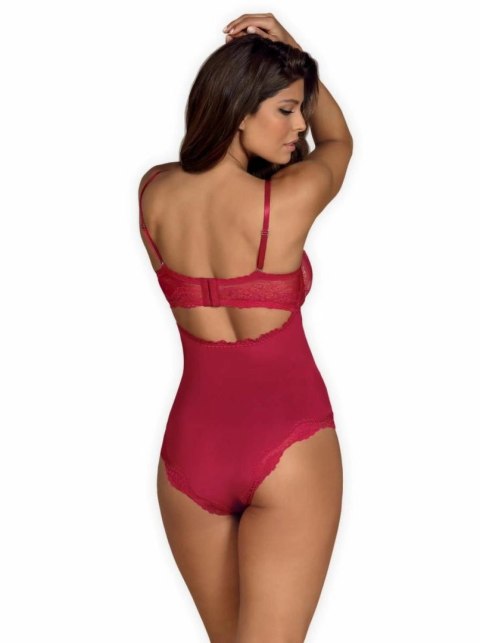 Rosalyne Teddy Red - Koronkowe body z regulowanymi ramiączkami 2XL