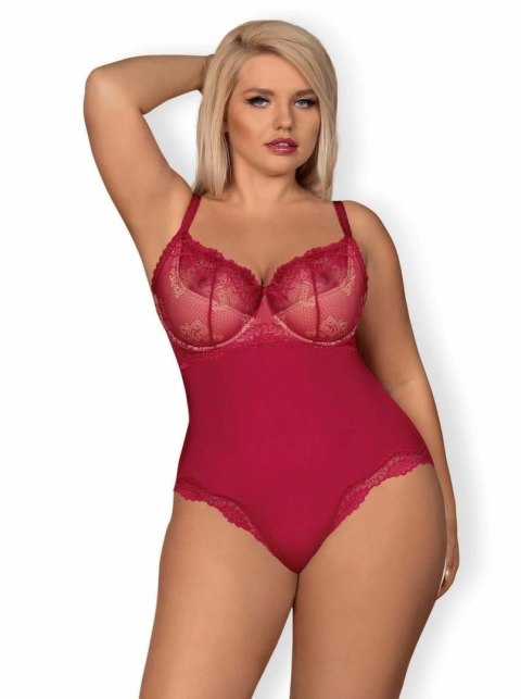 Rosalyne Teddy Red - Koronkowe body z regulowanymi ramiączkami 2XL