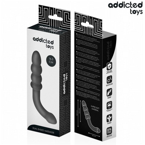 Addicted Toys Masażer Intymny Podwojny 16,5 cm Silikonowy Czarny