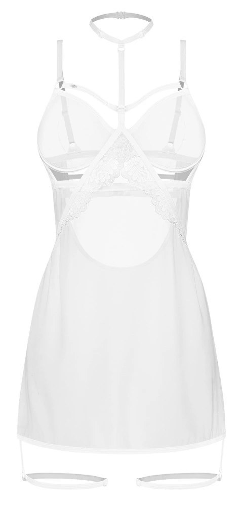 Obsessive Arrowel Chemise biała 2XL/3XL z koronką i paskami