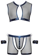 Svenjoyment Bondage Komplet Męski 2XL Czarny z Niebi. Akcentami i Kajdankami