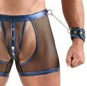 Svenjoyment Bondage Komplet Męski Net Look z Kajdankami, L, Czarny/Niebieski