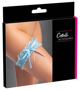 Cottelli ACCESSOIRES Podwiązka koronkowa niebieska z satynową kokardą 5,5 cm