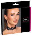 Cottelli Accessories Choker Black S-L z haftem i perełkami, regulowany