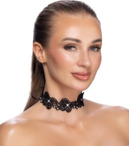 Cottelli Accessories Choker Black S-L z haftem i perełkami, regulowany
