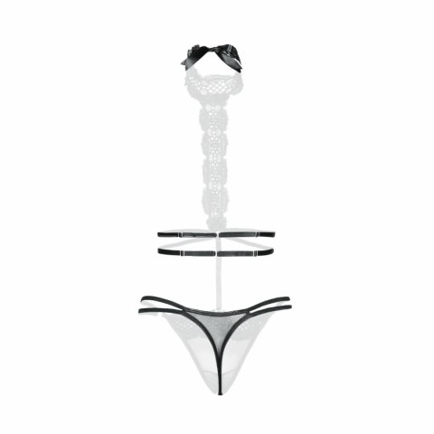 Harnas Haylee Body z Koronką i Regulowanymi Paskami, czarne, open crotch L/XL