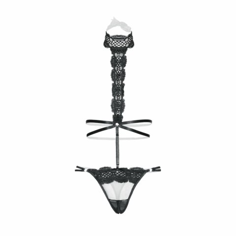 Harnas Haylee czarne body z odkrytym krokiem, regulowane paski S/M