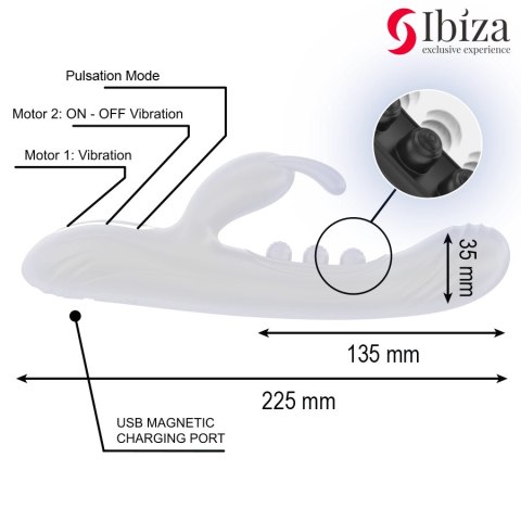 Ibiza Rabbit Pulsator - Model z podwojną stymulacją, silikon medyczny, fioletowy