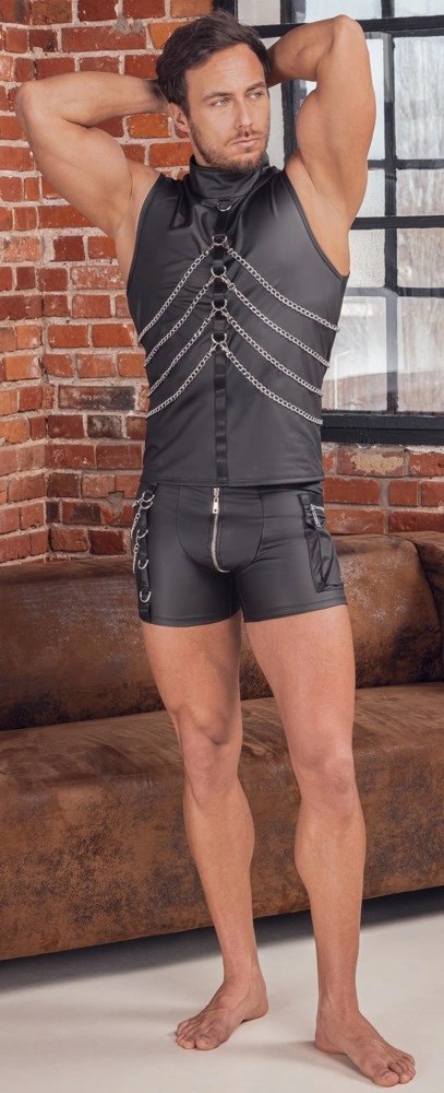 NEK Spodnie męskie L matowe z łańcuchami i kieszenią cargo