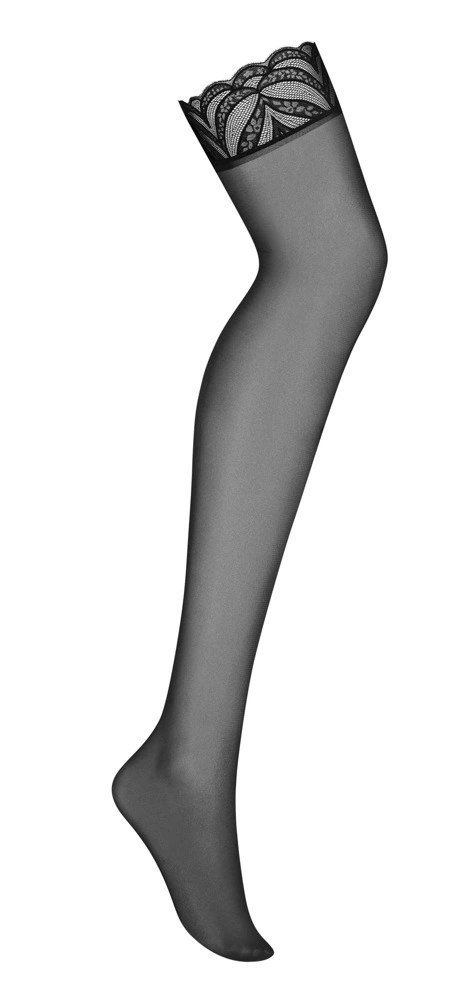 Obsessive Lecille pończochy czarne 2XL/3XL szeroka koronka