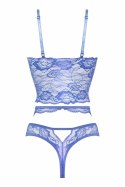 Passion Romina Komplet Top & String z Koronką Niebieski S