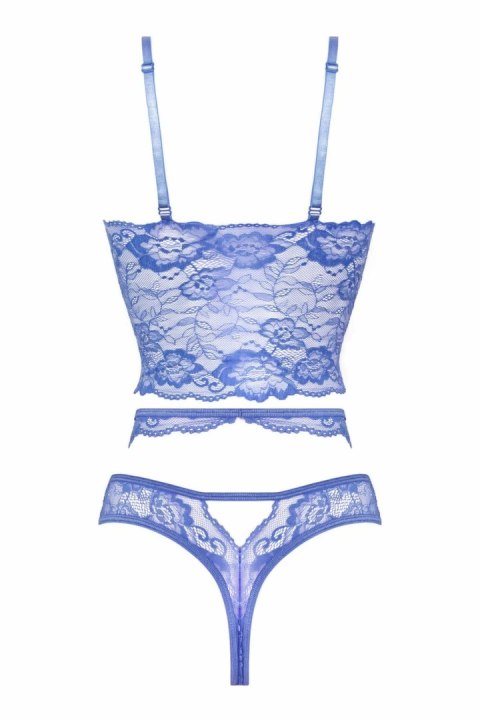 Passion Romina Komplet Top & String z Koronką Niebieski S