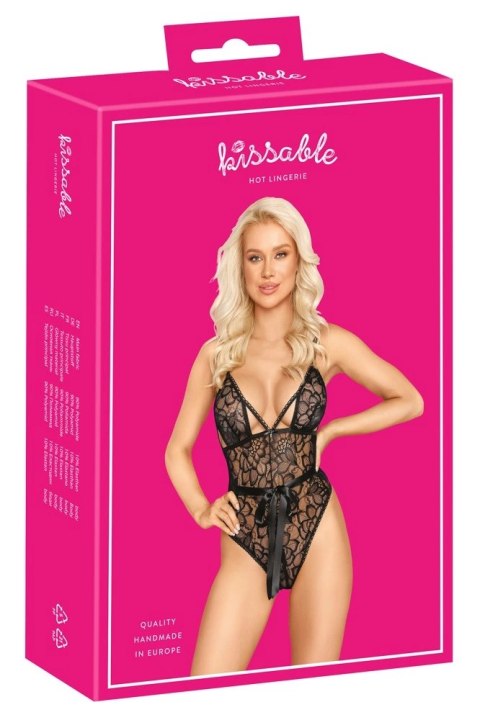 Kissable Body Lace S/M czarne koronkowe body z regulowanymi ramiączkami