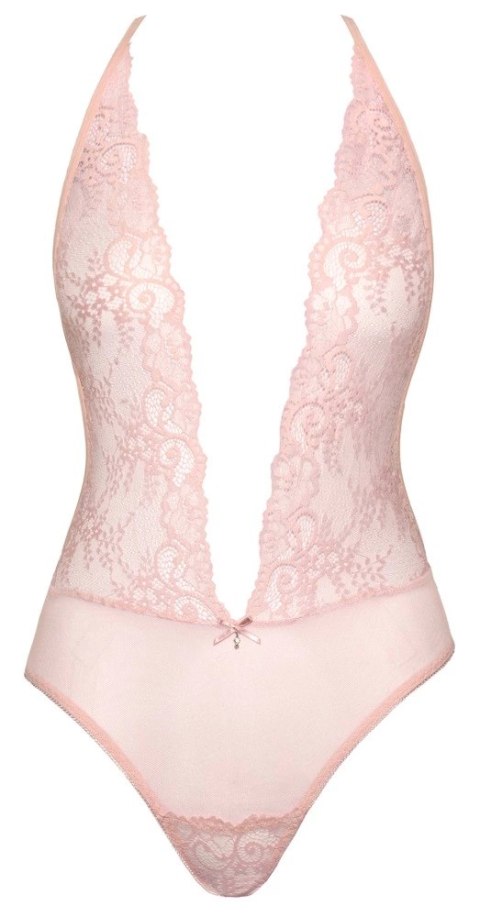 Kissable Body Pink S/M - Delikatna koronka, regulowane ramiączka