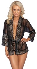 Kissable Kimono Lace L/XL - Krotki szlafrok z koronką i pasem