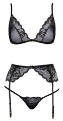 Kissable Lace Set S/M - Biustonosz Bez Fiszbiny z Pasem do Pończoch