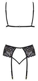 Kissable Lace Set S/M - Biustonosz Bez Fiszbiny z Pasem do Pończoch